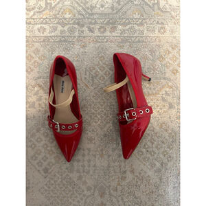 Women's Miu Miu Red Patent Leather Mary Jane Heels Size 6